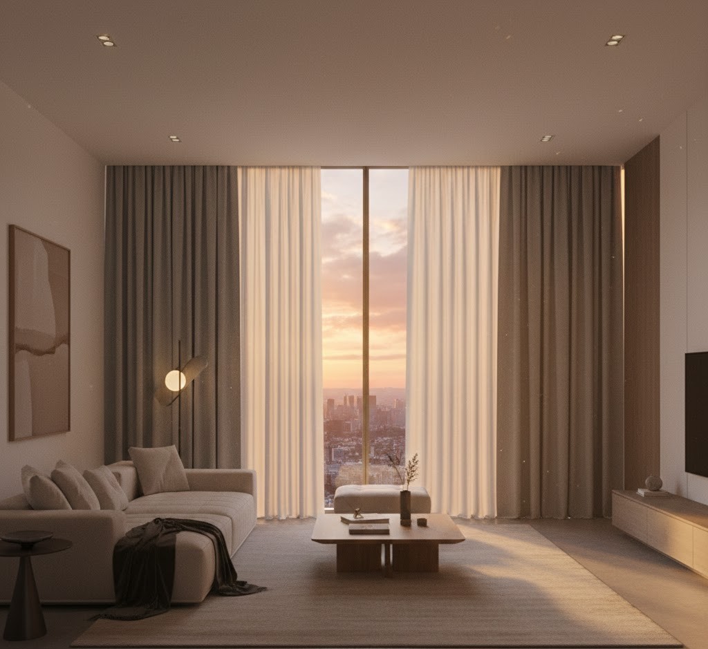 Modern interior with smart blinds